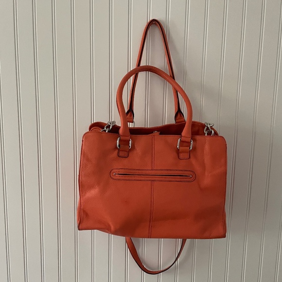 Fab fun CALVIN KLEIN Bag - Pebbled Orange Leather Crossbidy/Tote - Picture 3 of 9